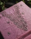 Pink Chanderi Mukaish Badla Unstitched Kurta Dupatta Set
