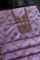Pink Mal Chanderi Silk Chikankari With Sequins Unstitched Kurta Dupatta Set