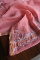 Pink Mal Cotton Chikankari Unstitched Kurta Dupatta Fabrics With Kamdani