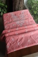 Pink Mal Cotton Chikankari Unstitched Kurta Dupatta Fabrics With Kamdani