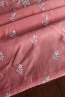 Pink Mal Cotton Chikankari Unstitched Kurta Dupatta Fabrics With Kamdani