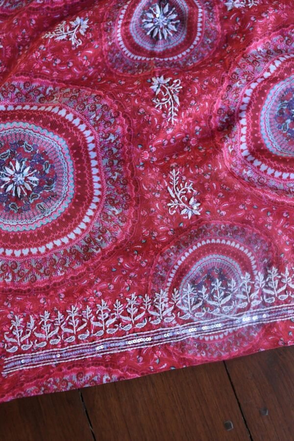 Pink Muslin Chikankari Unstitched Kurta Fabrics - Image 7