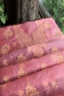Pink Noor Organza Silk Chikankari Unstitched Kurta Dupatta Set