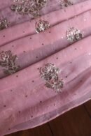 Pink Noor Organza Silk Mukaish Badla Unstitched Kurta Dupatta Set
