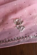 Pink Noor Organza Silk Mukaish Badla Unstitched Kurta Dupatta Set