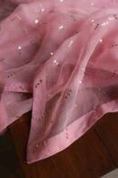 Pink Noor Organza Silk Mukaish Badla Unstitched Kurta Dupatta Set