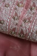 Pink Paper Tussar Resham Chikankari Unstitched Kurta Dupatta Set