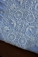 Powder Blue Cotton Chikankari Unstitched Kurta Fabrics