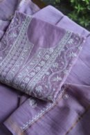 Purple Mal Chanderi Silk Chikankari With Sequins Unstitched Kurta Dupatta Set