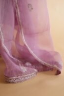 Purple Noor Organza Silk Chikankari Straight Cut Kurta Dupatta Set