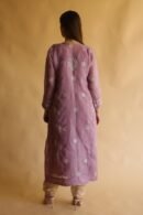 Purple Noor Organza Silk Chikankari Straight Cut Kurta Dupatta Set