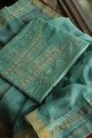 Green Maheshwari Chikankari With Ari Work Unstitched Kurta Dupatta Set