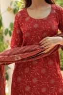 Red Silk Kota Chikankari Ari & Squins Work Sharara Set
