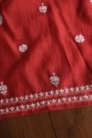 Red Mal Cotton Chikankari Unstitched Kurta Dupatta Fabrics With Kamdani