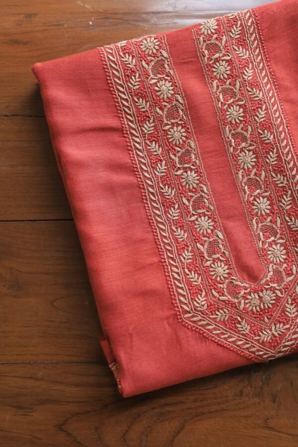 Red Moonga Silk Men's Kurta Fabrics - Image 6