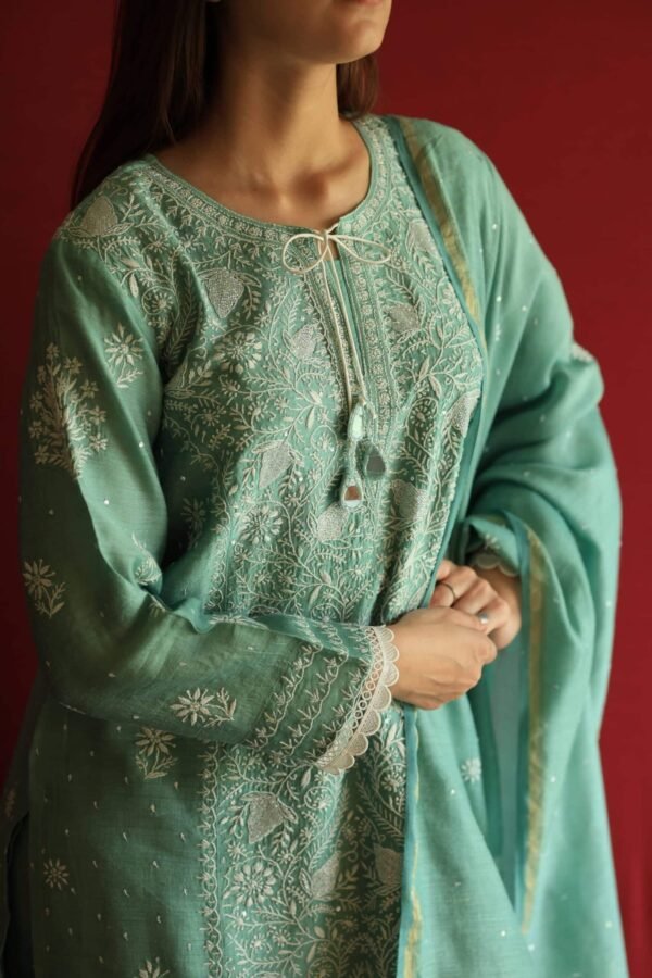 Roheen Ready To Wear Moonga Silk Kurta Dupatta Set - Image 2