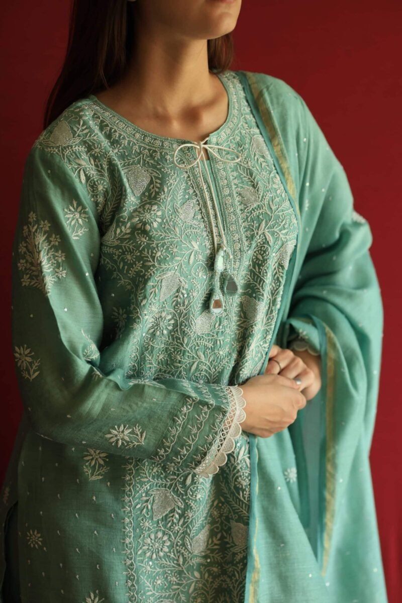 Roheen Ready To Wear Moonga Silk Kurta Dupatta Set