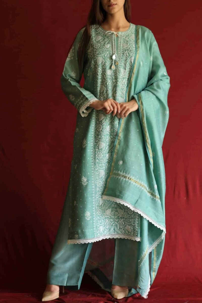 Roheen Ready To Wear Moonga Silk Kurta Dupatta Set