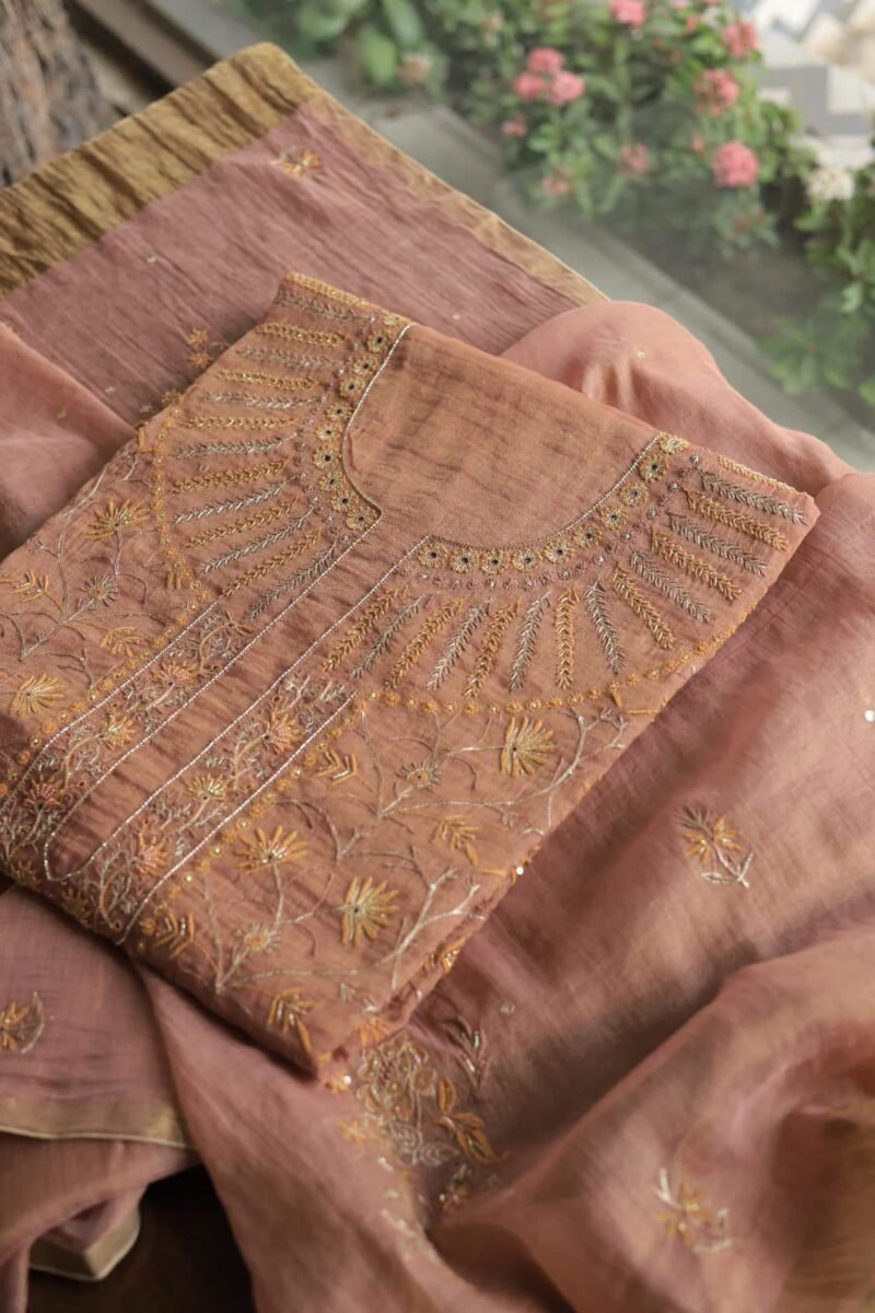Roheen Tissue Silk Chikankari Fabrics
