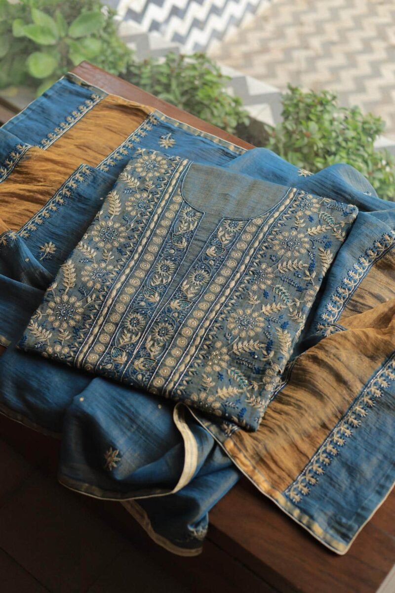 Roheen Tissue Silk Chikankari Fabrics