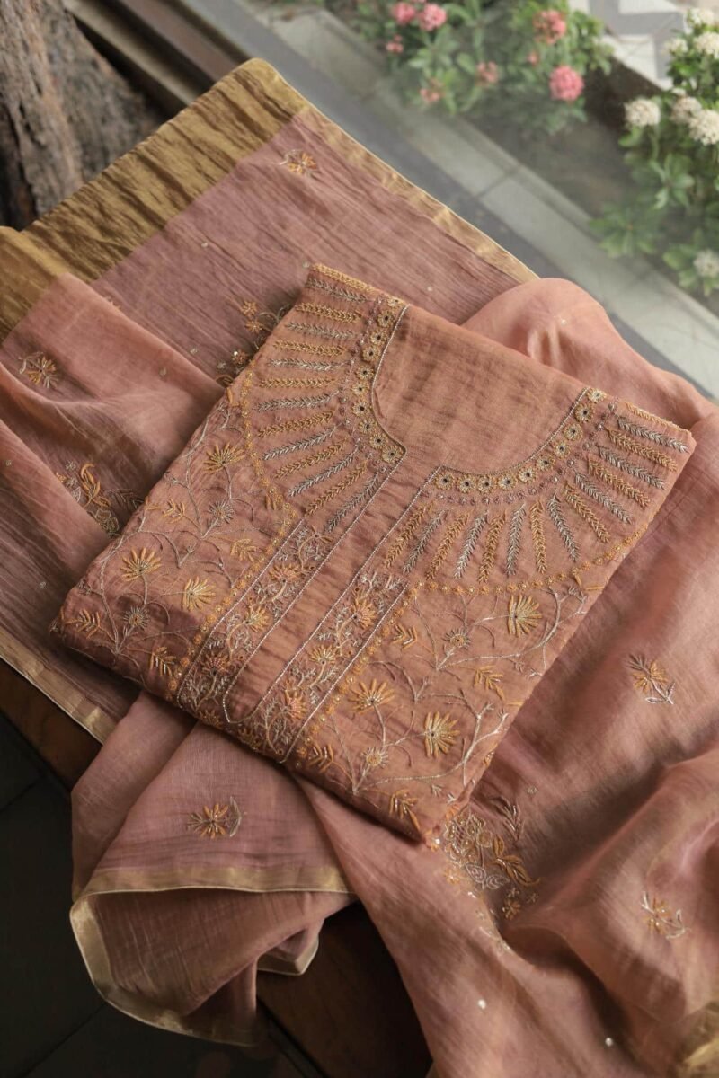 Roheen Tissue Silk Chikankari Fabrics