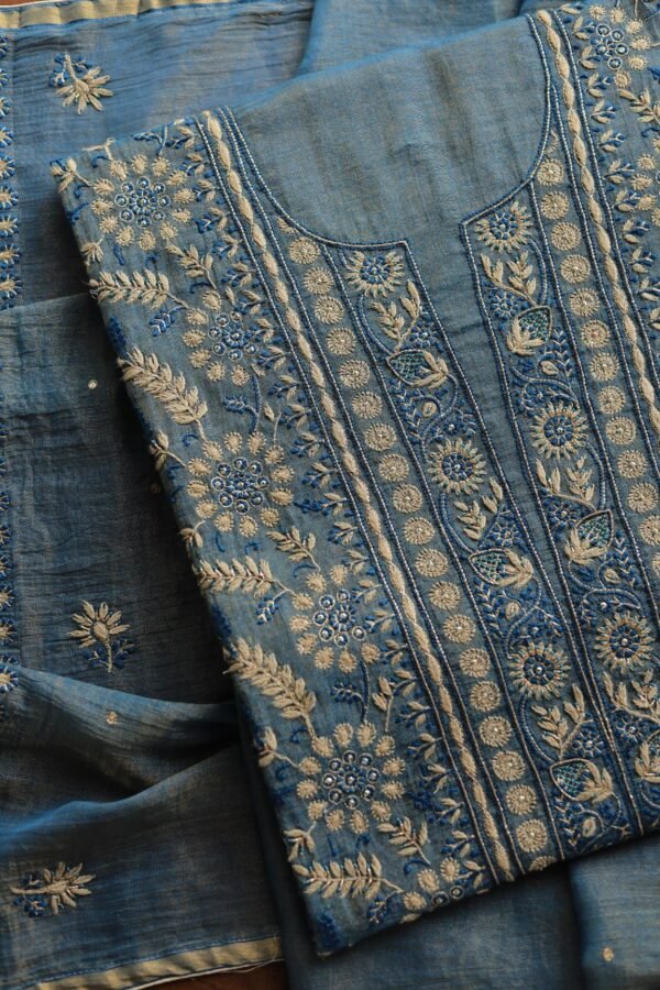 Roheen Tissue Silk Chikankari Fabrics