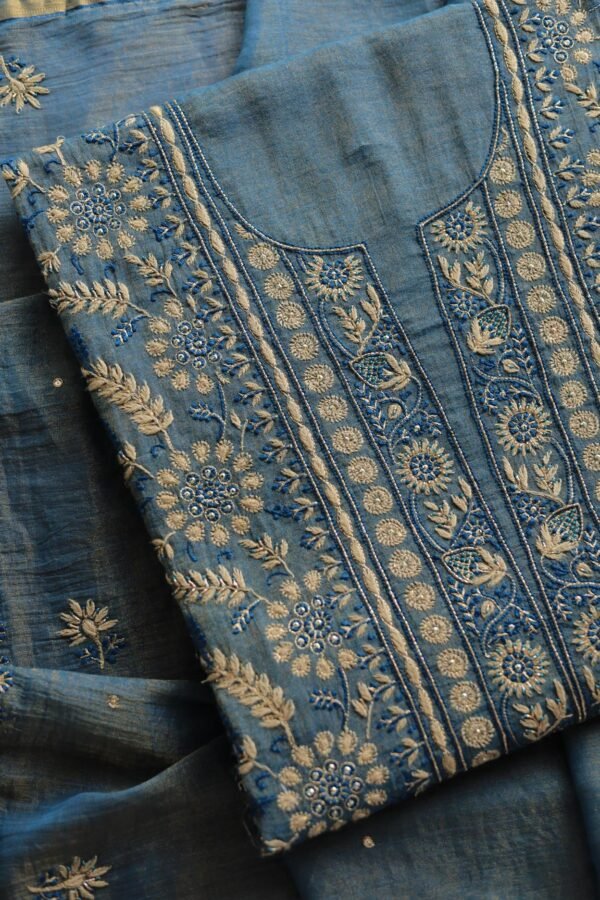 Roheen Tissue Silk Chikankari Fabrics - Image 6