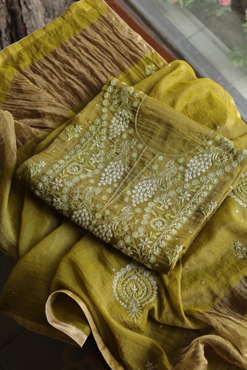 Roheen Tissue Silk Chikankari Fabrics