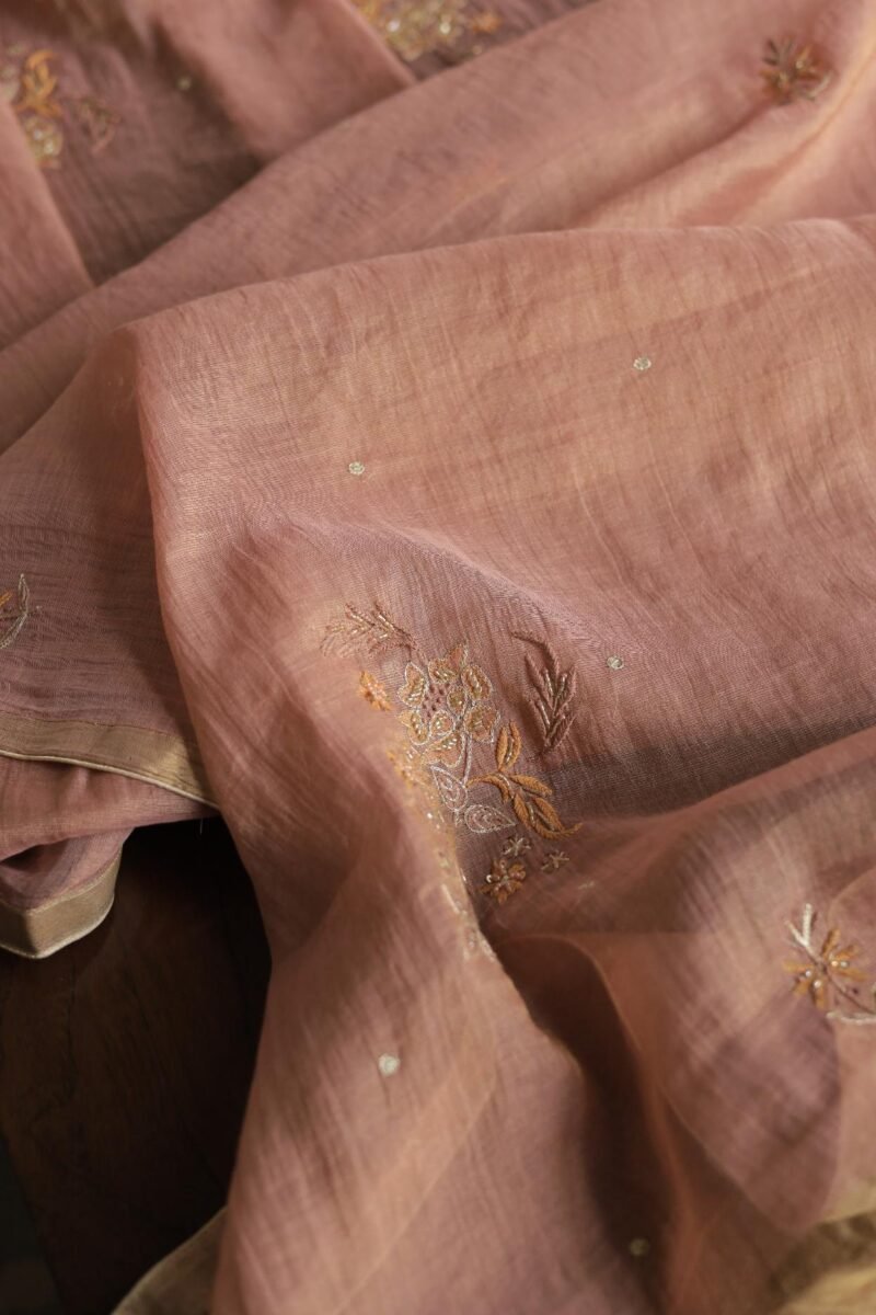 Roheen Tissue Silk Chikankari Fabrics