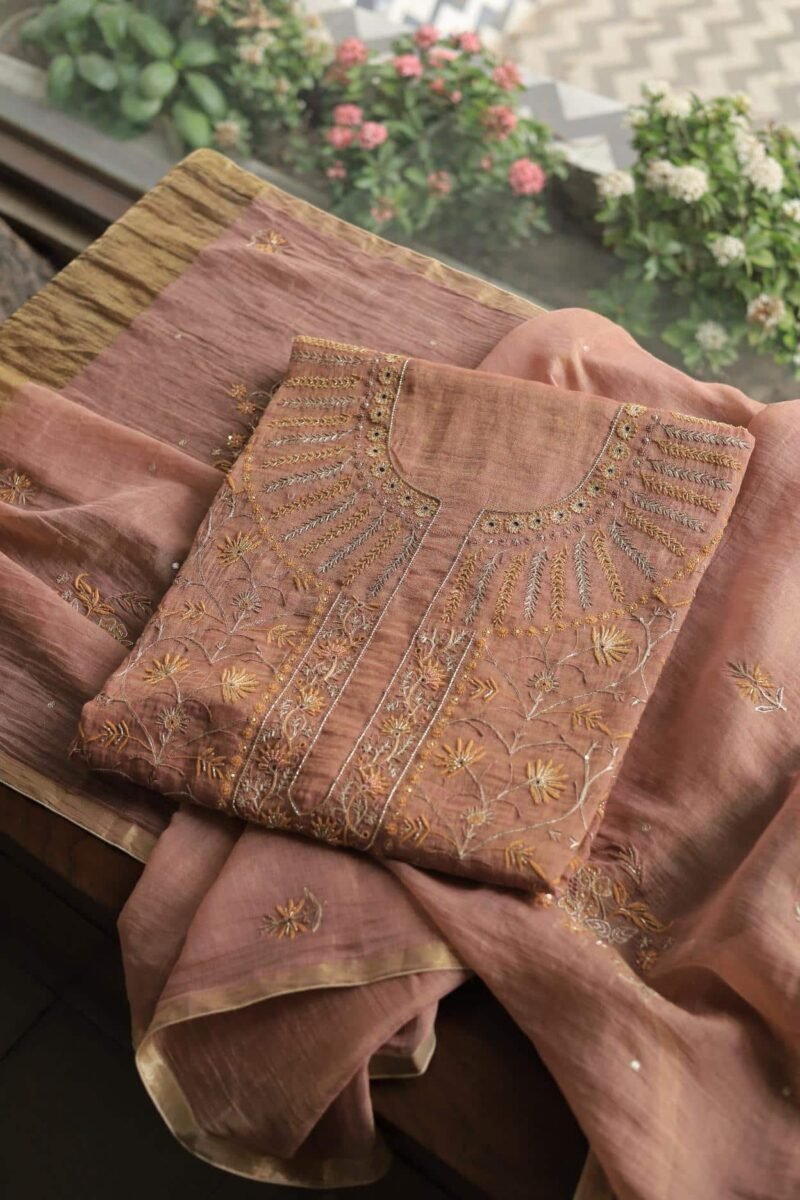 Roheen Tissue Silk Chikankari Fabrics