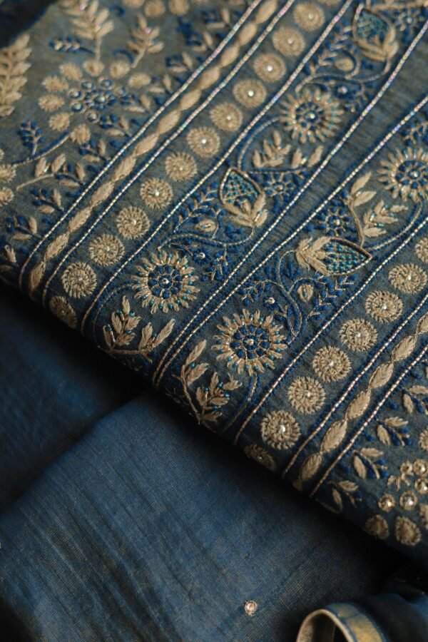 Roheen Tissue Silk Chikankari Fabrics - Image 2