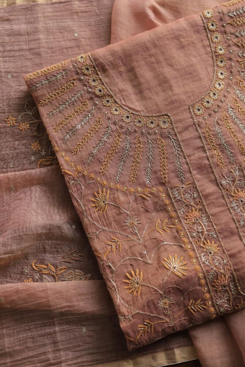 Roheen Tissue Silk Chikankari Fabrics