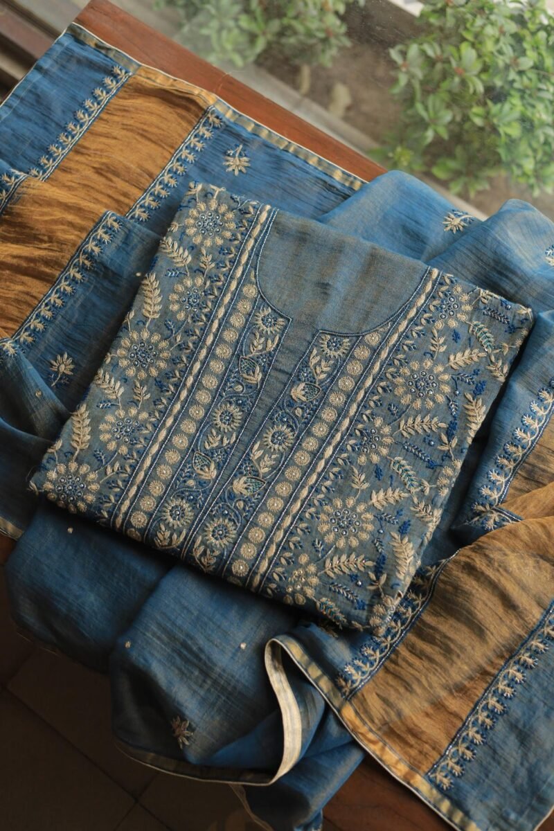 Roheen Tissue Silk Chikankari Fabrics