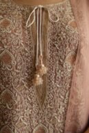 Rose Gold Noor Organza Silk Chikankari Straight Cut Kurta Dupatta Set