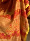Rust Shade Silk Gheecha Palla Kota Chikankari Saree