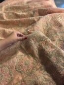 Saffron Peach Noor Banarasi Organza Chikankari Unstitched Fabrics