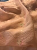 Saffron Peach Noor Banarasi Organza Chikankari Unstitched Fabrics
