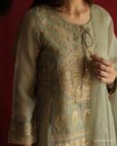 Sage Green Noor Organza Chikankari Anarkali Set