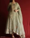 Sage Green Noor Organza Chikankari Anarkali Set