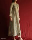 Sage Green Noor Organza Chikankari Anarkali Set