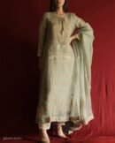 Sage Green Noor Organza Chikankari Anarkali Set