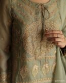 Sage Green Noor Organza Chikankari Anarkali Set