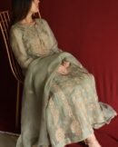 Sage Green Noor Organza Chikankari Anarkali Set