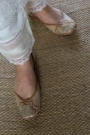 Satin Linen White Straight Pant With Organza Lace & One Side Pocket