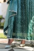 Sea Blue Shade Noor Organza Chikankari Anarkali With Dupatta