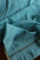 Sea Green Maheshwari Chikankari Unstitched Fabric