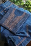 Silk Blue Mal Cotton Fine Chikankari With Kamdani Work Unstitched Fabric