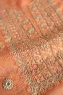 Orange Salmon  Handloom Kota Chikankari With Mirror Work Unstitched Kurta Dupatta Set