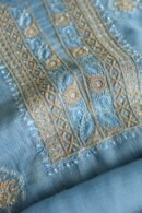 Blue Handloom Kota Chikankari With Mirror Work Unstitched Kurta Dupatta Set