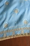 Blue Handloom Kota Chikankari With Mirror Work Unstitched Kurta Dupatta Set
